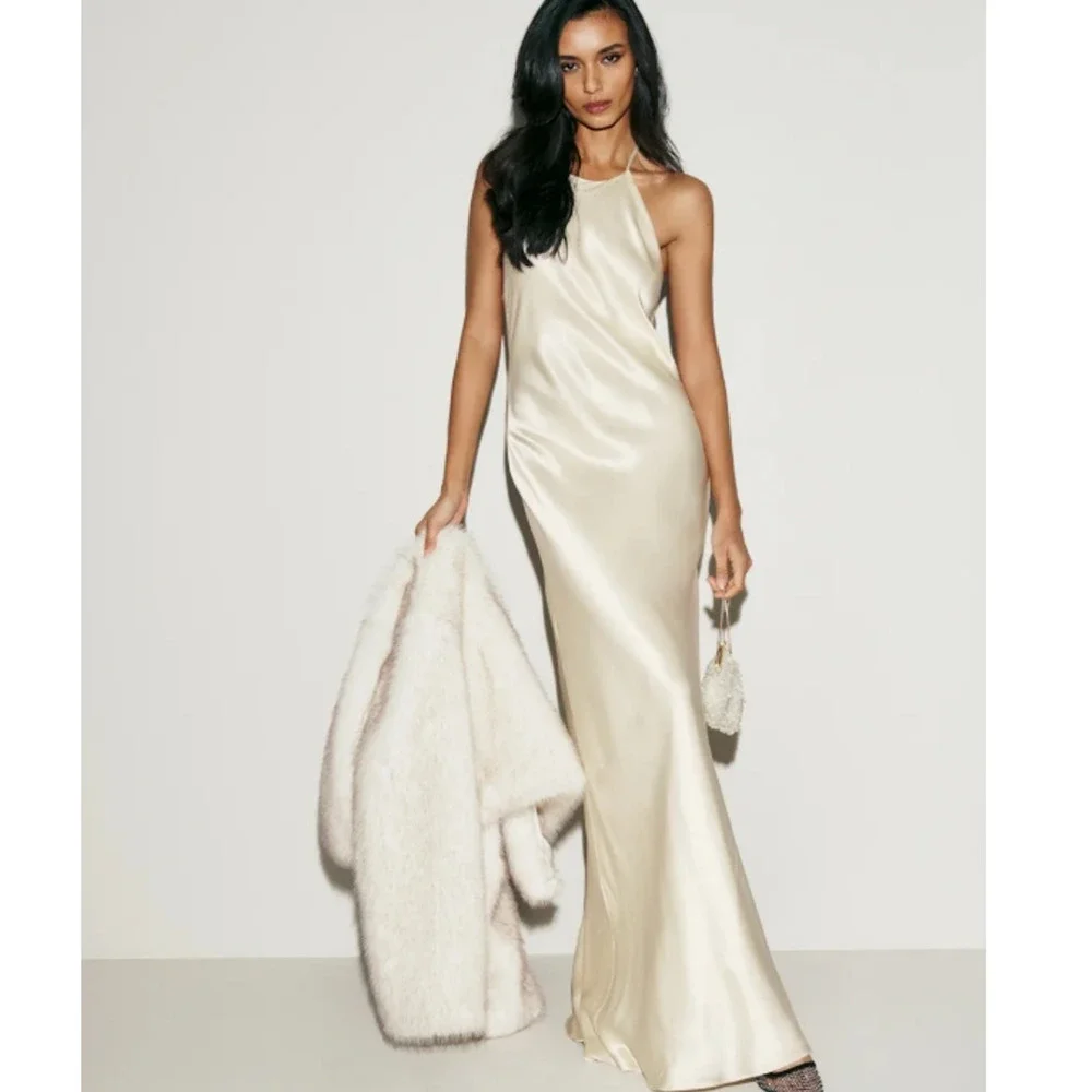Reformation Jeany Silk Halter Dress Sunshine Size M - Picture 1 of 10